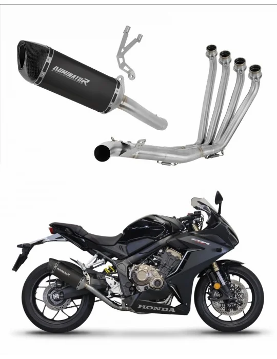 Ligne d'échappement complète inox Dominator HP6 Noir pour Honda CB 650 R 2019-2023, vue 1