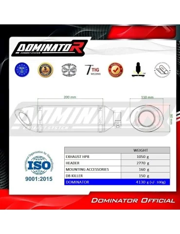 Ligne d'échappement complète inox Dominator HP8 Noir pour Honda CB 650 F (2014-2018)