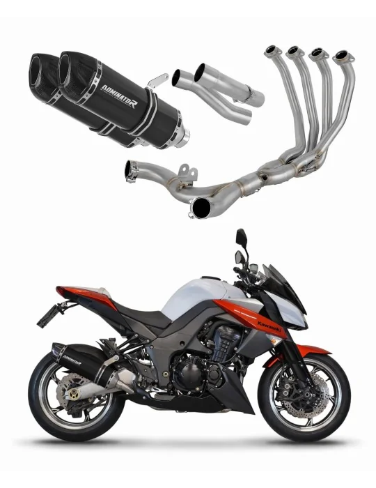 Ligne d'échappement complète inox Dominator HP1 Noir pour Kawasaki Z1000 2010-2013, vue 1