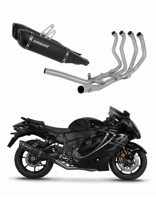 Ligne d'échappement complète inox Dominator HP6 Noir pour Suzuki GSX 1300 R Hayabusa 2021-2024, vue 1