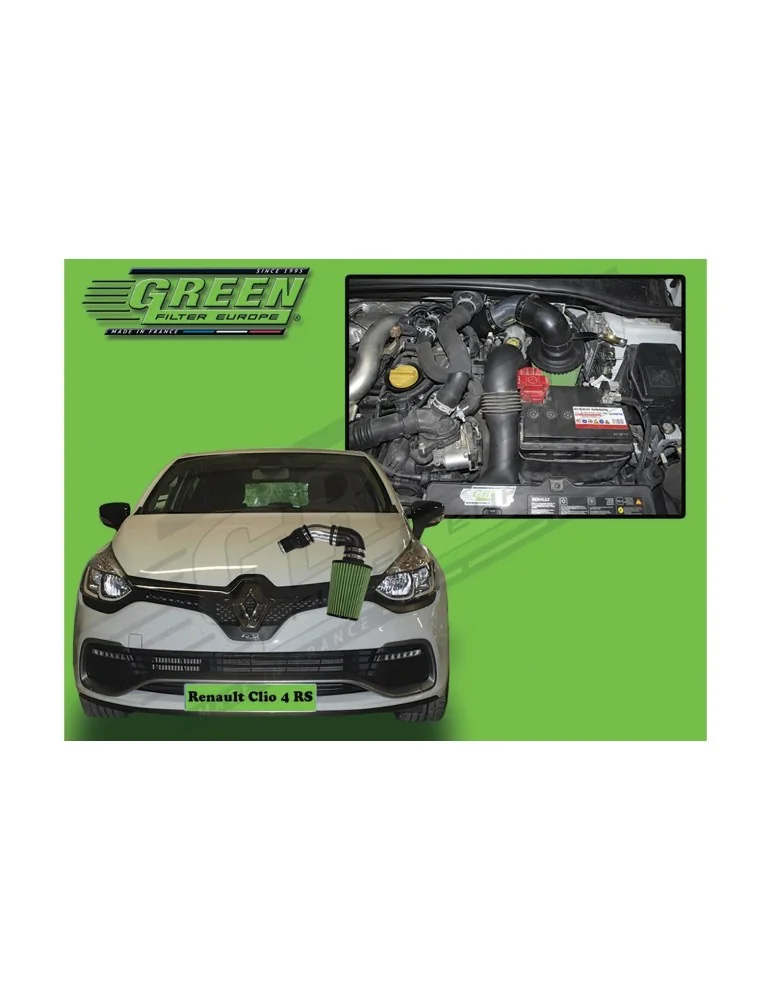 Kit d’admission direct Green Filter pour RENAULT CLIO IV 1,6L TURBO RS TROPHY (220 cv) depuis 2015