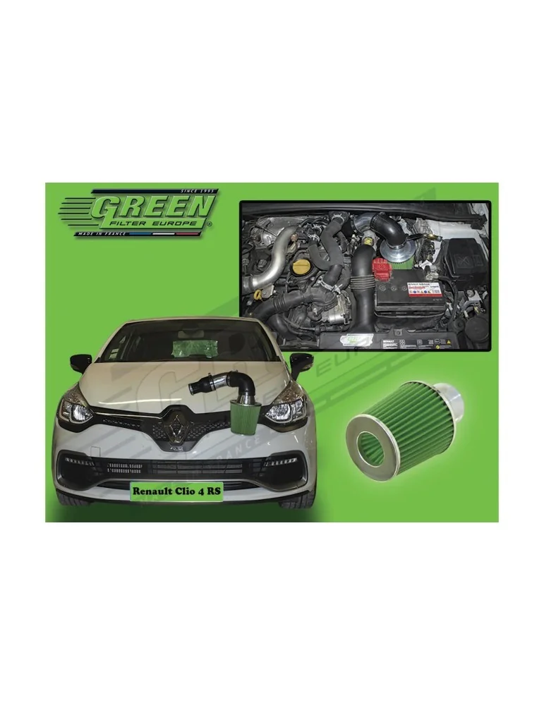 Kit d’admission direct Green Filter pour RENAULT CLIO IV 1,6L TURBO RS (200 cv) depuis 03/2013