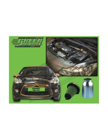 Kit d’admission direct Green Filter pour CITROEN DS 3 1,6L 16 VTI (120 cv) depuis 2010