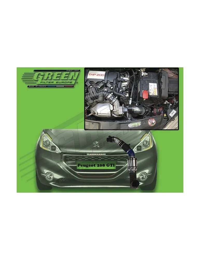 Kit d’admission direct Green Filter pour PEUGEOT 208 GTI 1,6L THP (208 cv) depuis 2014