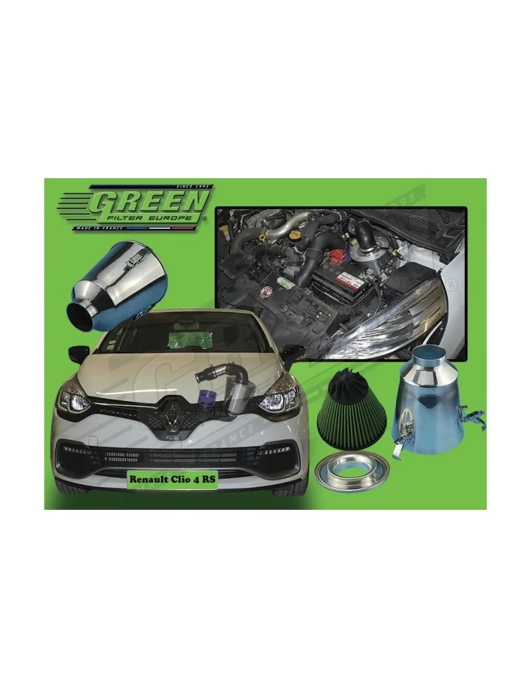 Kit d’admission direct Green Filter pour RENAULT CLIO IV 1,6L TURBO RS (200 cv) depuis 03/2013
