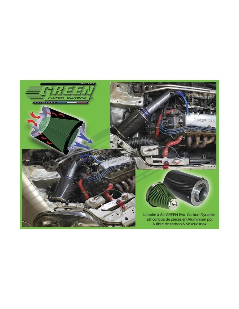Kit d’admission direct Green Filter pour HONDA CIVIC III DOOR (EG538) 1,6L ESi 16V VTEC (125 cv) 1992 - 1995