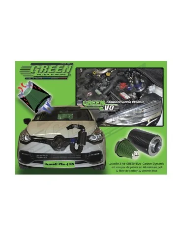 Kit d’admission direct Green Filter pour RENAULT CLIO IV 1,6L TURBO RS (200 cv) depuis 03/2013