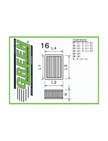 Filtre à air sport Green Filter pour HARLEY DAVIDSON VRFCDX NIGHT ROD SPECIAL 1250 2006 - 2008