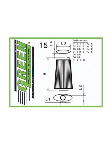 Filtre à air sport Green Filter pour PORSCHE CAYMAN 718 (981) 3,4L H6 GTS (Kit de 2 filtres) (340 cv) 2014 - 2016