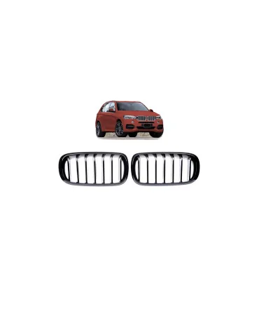 Calandre BMW X5 F15 / F85 et X6 F16 / F86 ligne simple noir brillant