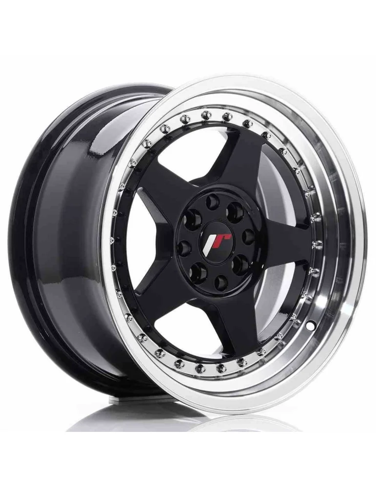 Jante Japan Racing JR6 16x8 ET 30 4x100/114,3 noir brillant bord usiné