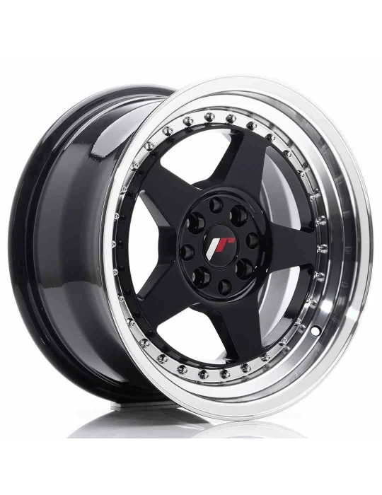 Jante JR6 16x8 ET 25 4x100/108 noir lèvre usinée Japan Racing