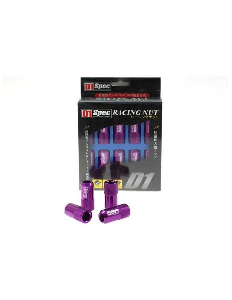 Écrous de roue réplique D1Spec HEX M12x1,5 violets, jeu de 20