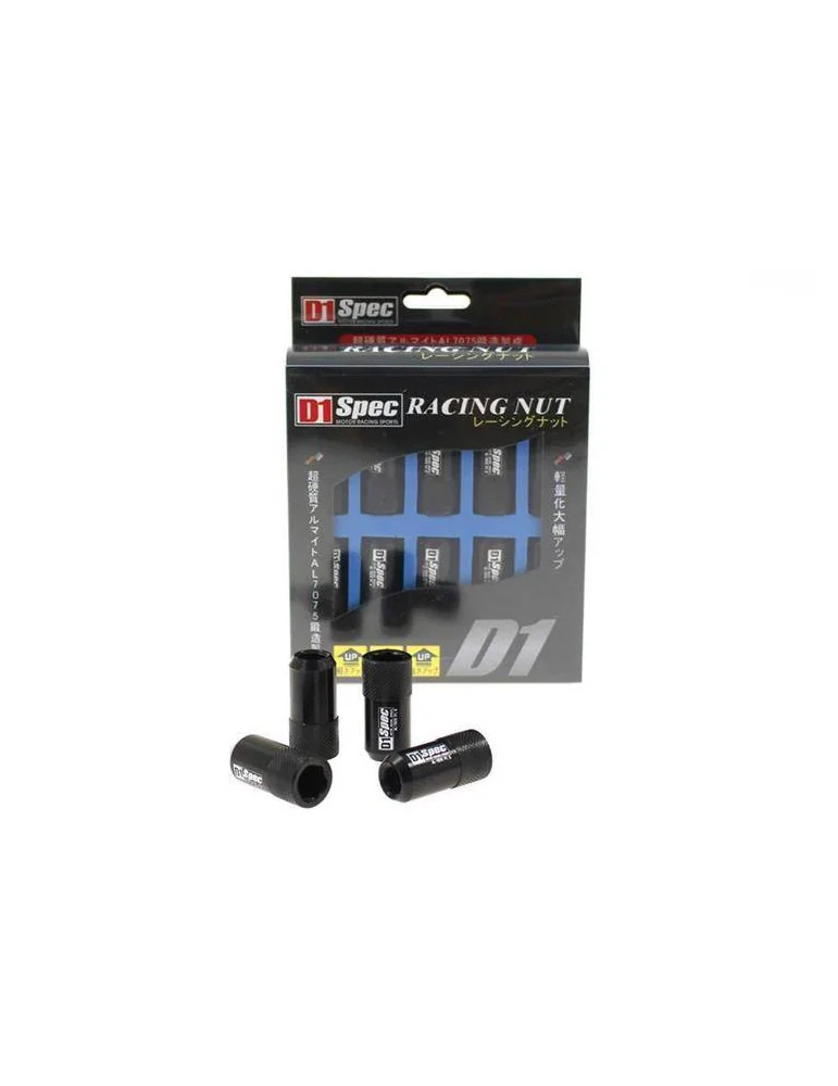 Écrous de roue réplique D1Spec HEX M12x1,5 noirs, jeu de 20