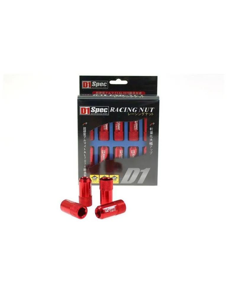 Écrous de roue réplique D1Spec HEX M12x1,25 rouges, jeu de 20