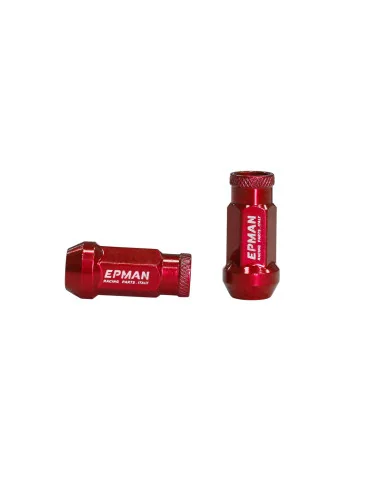 Écrous de roue JDM M12x1,25 rouges acier forgé, jeu de 20 avec clé