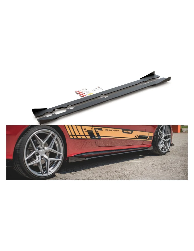 Rajouts de bas de caisse avec flaps Mercedes-AMG C43 Coupé noir mat