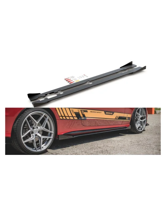 Rajouts de bas de caisse avec flaps Mercedes-AMG C43 noir mat Maxton Design
