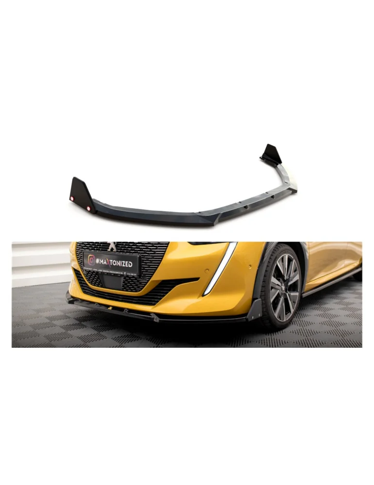 Lame avant Peugeot 208 II GT v.1 noir brillant + flaps noir mat