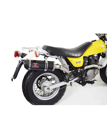 Suzuki RV 125 / RV 250 VAN VAN 2003 - 2018 Silencieux Ovale Noir en Inox & Canule en Carbone 300mm