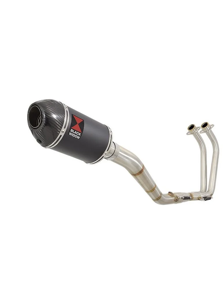 YZF R3 YZF R25 2015 - 2017 Decata Ligne complète + Silencieux Ovale Noir En Inox + Canule En Carbone 200mm