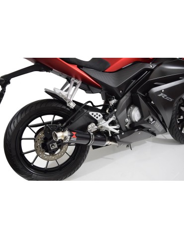 YZF-R 125 2014 - 2018 Passage Bas Diamètre XL Ligne complète & Silencieux Rond Noir En Inox 350mm