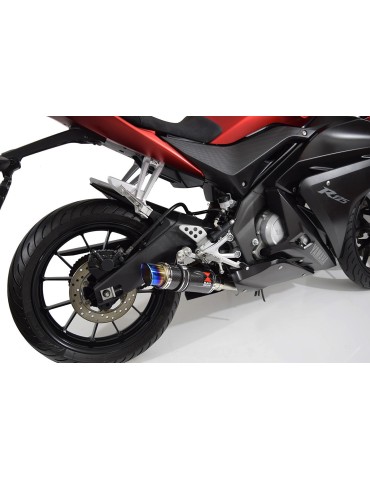 YZF-R 125 2014 - 2017 Passage Bas Diamètre XL Ligne complète & Silencieux GP Rond En Carbone + Canule En Inox Anodisé 230mm