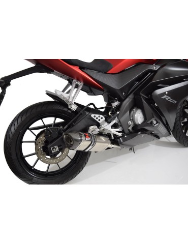 YZF-R 125 2014 - 2018 Passage Bas Diamètre XL Ligne complète & Silencieux Tri Ovale en Inox + Canule en Carbone 250mm