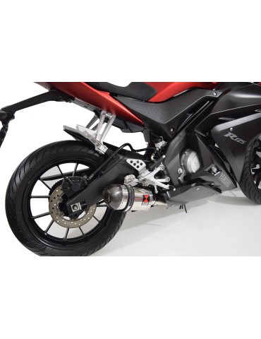 YZF-R 125 2014 - 2017 Passage Bas Diamètre XL Ligne complète & Silencieux Ovale En Inox + Canule en Carbone 200mm
