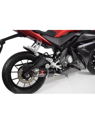 YZF-R 125 2008 - 2013 Passage Bas Diamètre XL Ligne complète & Silencieux Ovale Noir En Inox + Canule En Carbone 300mm