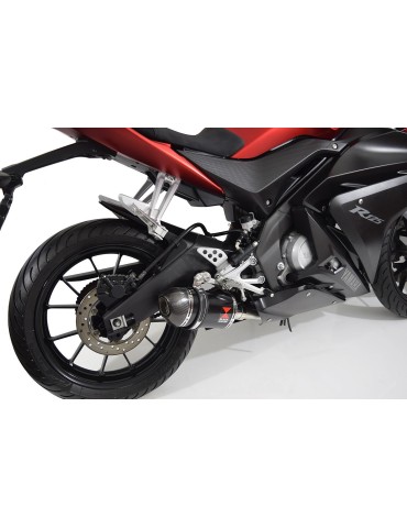 YZF-R 125 2014 - 2018 Passage Bas Diamètre XL Ligne complète & Silencieux Ovale Noir En Inox + Canule En Carbone  200mm
