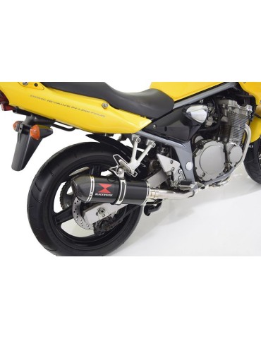 GSF 600 GSF600 Bandit 1995-2004 Refroidissement à Huile / Tube de raccord et Silencieux Ovale Noir En Inox + Canule En Carbone 3
