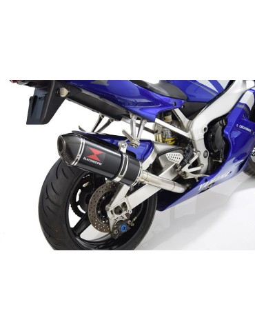 Yamaha YZF R1 98-01 Kit Silencieux & Silencieux Ovale Noir En Inox + Canule en Carbone 300mm
