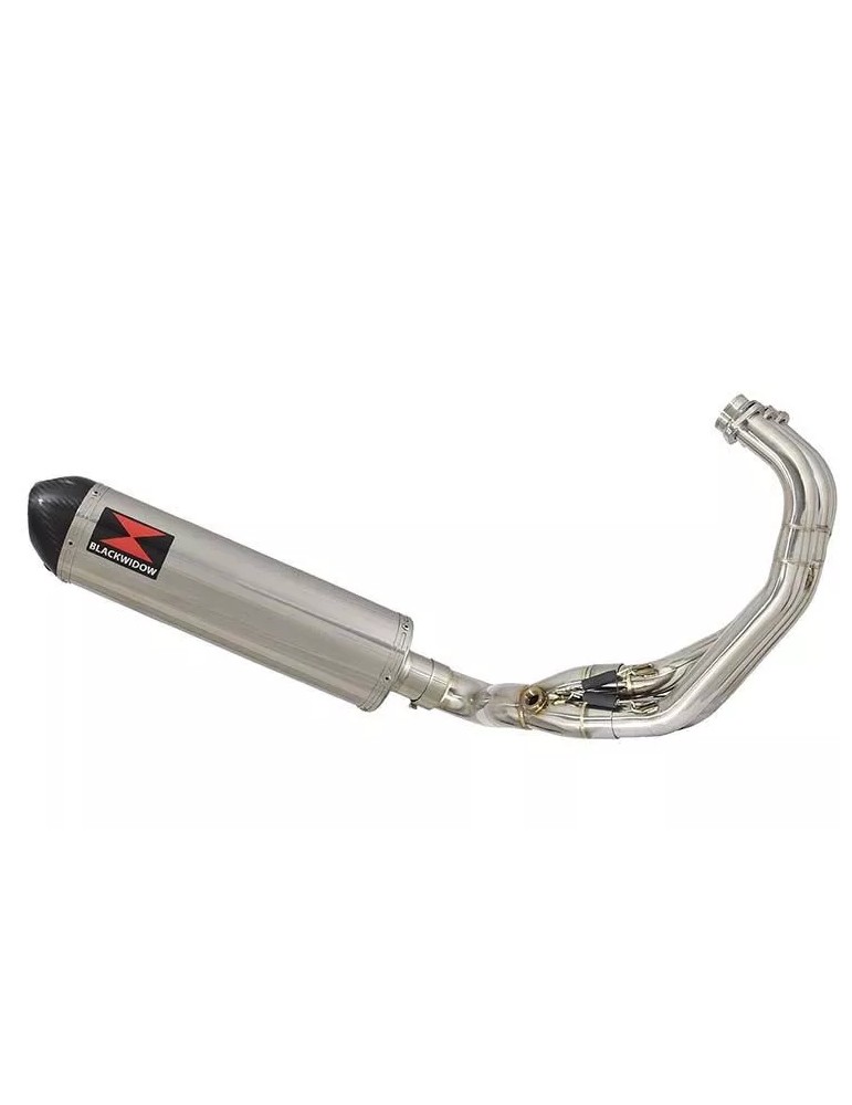 MT-09 Tracer 2013-2021 Low Level De-cat Exhaust System with 400mm Oval Stainless Steel Silencer + Carbon Tip