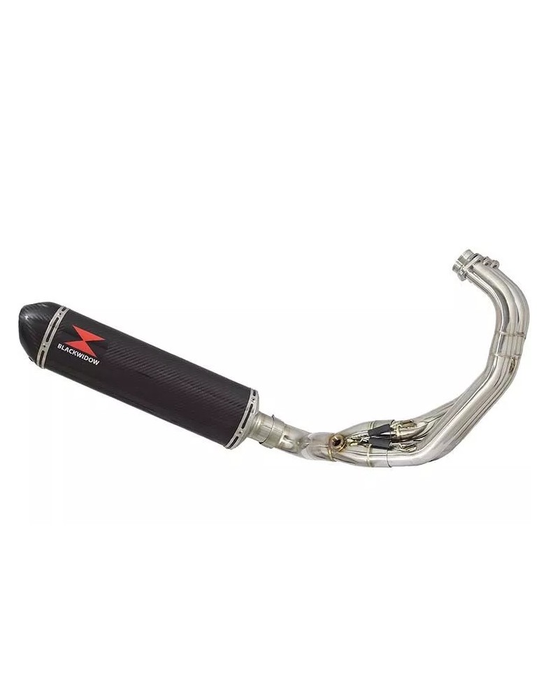 MT-09 Tracer 2013-2021 Low Level De-cat Exhaust System with 400mm Oval Carbon Fibre Silencer + Carbon Tip