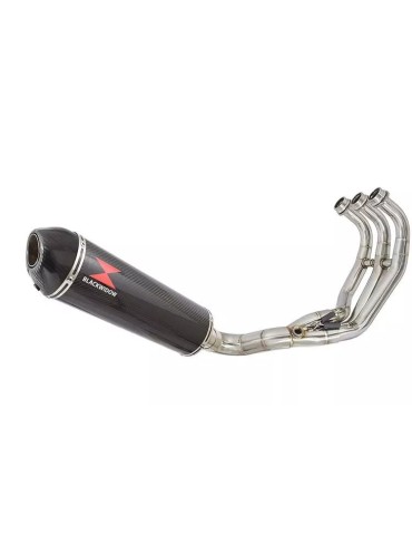 MT-09 Tracer 2013-2021  Low Level De-cat Exhaust System with 400mm Oval Carbon Fibre Silencer + Carbon Tip