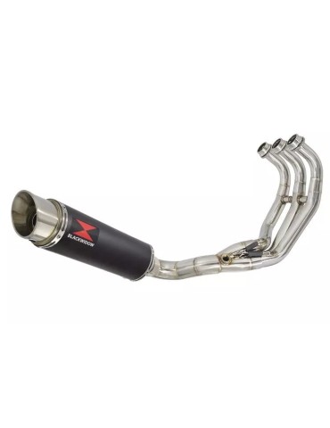 MT09 MT-09 2013-2021  Low Level De-cat Exhaust System with 360mm Round GP Style Black Painted Stainless Steel Silencer
