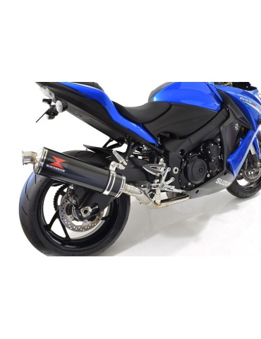 GSX-S 1000 F Décatalyseur Race Ligne complètes + Ovale Black Silencieux En Inox 400mm