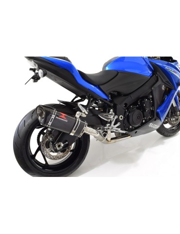 GSX-S 1000 F Décatalyseur Race Ligne complètes + Tri Silencieux Ovale En Carbone + Carbon Tip 250mm