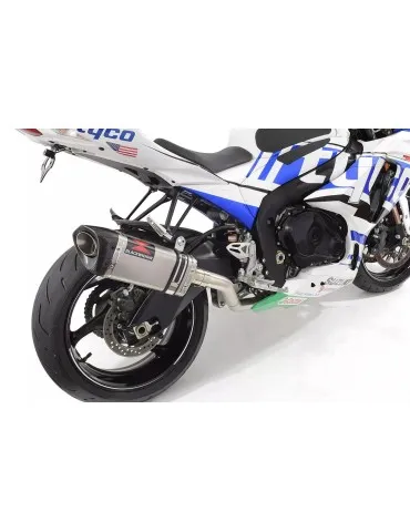 GSXR1000 K7 K8 4-1 Tube de raccord DECATA + Silencieux Tri Ovale en Inox + Canule en Carbone 250mm