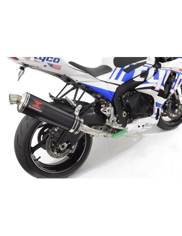 GSXR 1000 K9 L0 L1 09 10 11 4-1 Décatalyseur Ligne complète / Silencieux Ovale Noir En Inox 400mm