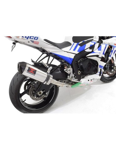 GSXR 1000 K9 L0 L1 09 10 11 4-1 Décatalyseur Ligne complète / Silencieux Ovale en Inox & Canule en Carbone 300mm