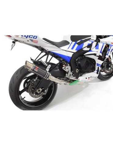 GSXR 1000 K9 L0 L1 09 10 11 4-1 Décatalyseur Ligne complète / Silencieux GP Rond en Carbone + Canule en Titane 230mm