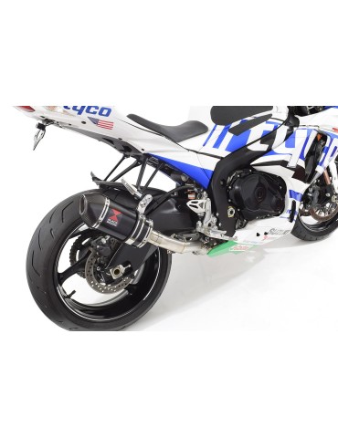 GSXR 1000 K9 L0 L1 09 10 11 4-1 Décatalyseur Ligne complète / Silencieux Ovale Noir en Inox + Canule en Carbone 200mm