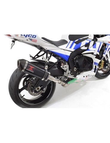 GSXR1000 L2 L3 L4 L5 L6 2012 - 2016 Tube de raccord et Silencieux Ovale Noir en Inox + Canule en carbone 300mm