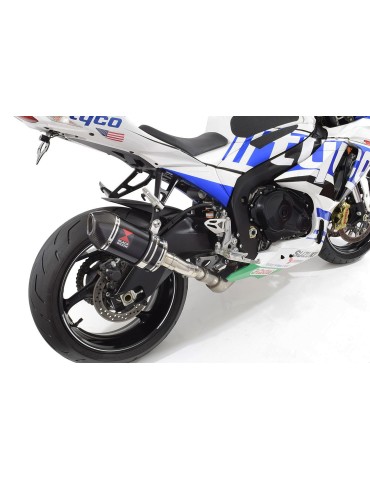 GSXR1000 L2 L3 L4 L5 L6 2012 - 2016 Tube de raccord et Silencieux Ovale Noir en Inox + Canule en carbone 200mm