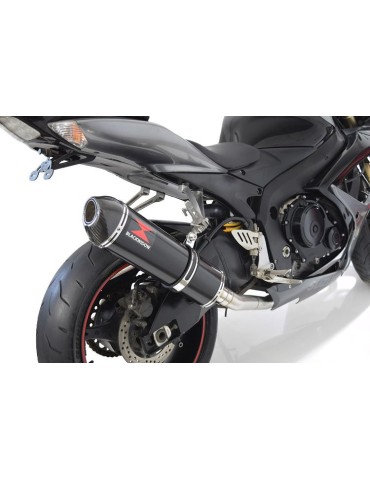 GSXR 600 K6 K7 2006 2007 Decata Silencieux & Silencieux Ovale Noir En Inox + Canule en Carbone 400mm