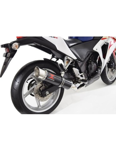 CBR250R MC41 2011-2014 Tube de raccord & Silencieux Rond GP Style Noir En Inox 360mm