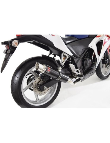 CBR250R MC41 2011-2014 Tube de raccord & Silencieux Rond GP Style Noir En Inox 350mm