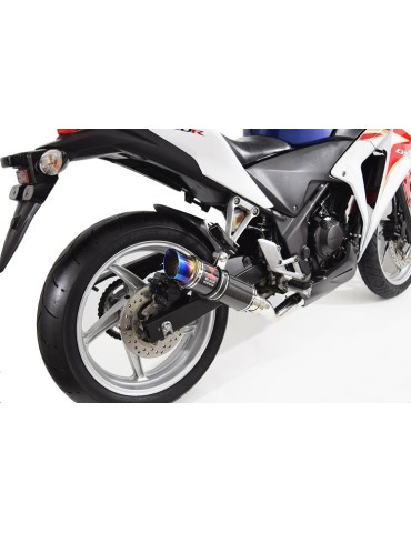 CBR250R MC41 2011-2014 Tube de raccord & Silencieux GP Rond En Carbone + Inox Anodisé Tip 230mm